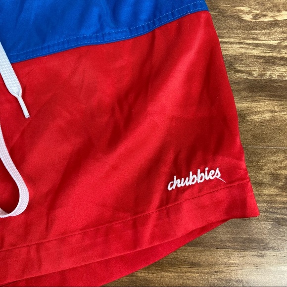 Chubbies Blue Red Colorblock The Liberties 5” Swim Shorts - Picture 2 of 6